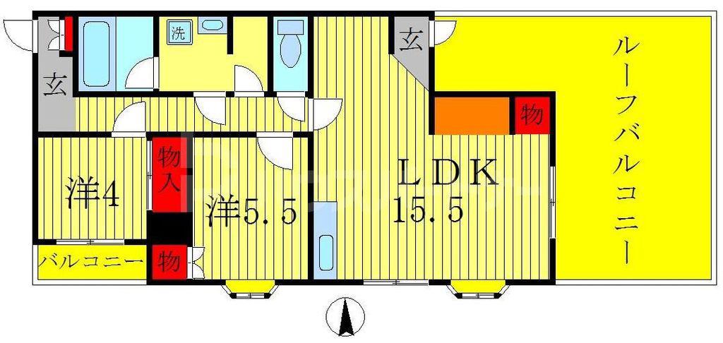 エフレム北小金(2LDK/3階)の間取り写真