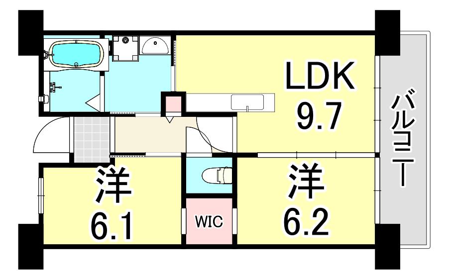 UR浜甲子園さくら街 19号棟(2LDK/11階)の間取り写真