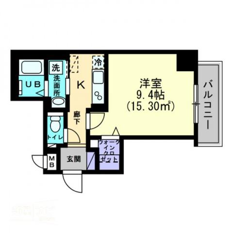 ルミナス藤塚町(1K/7階)の間取り写真