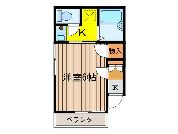 KTハイツ(1K/2階)の間取り写真