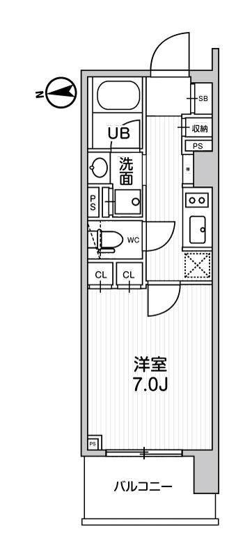 シーズンフラッツ蔵前(1K/6階)の間取り写真
