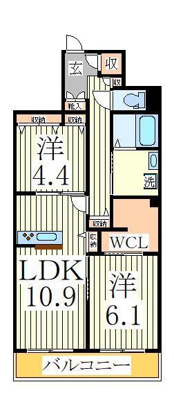 アイリスタ柏(2LDK/1階)の間取り写真