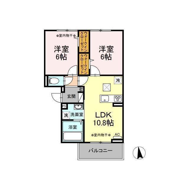 D-ROOM パレステート(2LDK/2階)の間取り写真