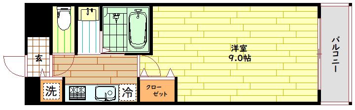 シャルマンフジ天神橋サウス(1K/6階)の間取り写真