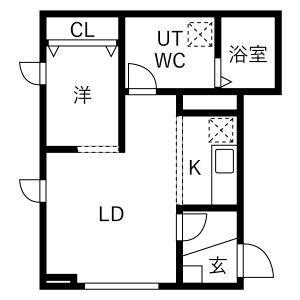 メリディアン台原七丁目弐番館(1LDK/1階)の間取り写真