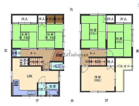 妻鹿一戸建(5LDK/1階)の間取り写真