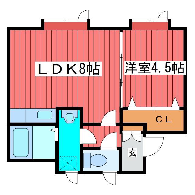 キャッスル福住Ⅱ(1LDK/2階)の間取り写真