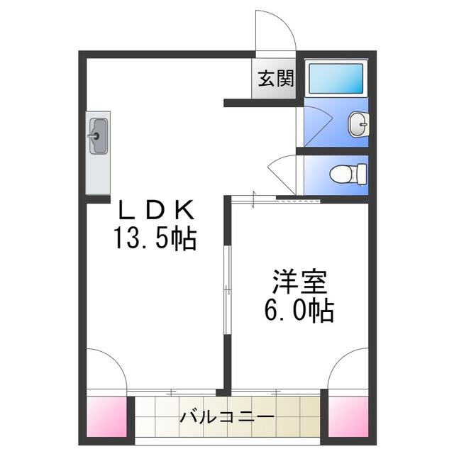 松恵コーポラス(1LDK/3階)の間取り写真