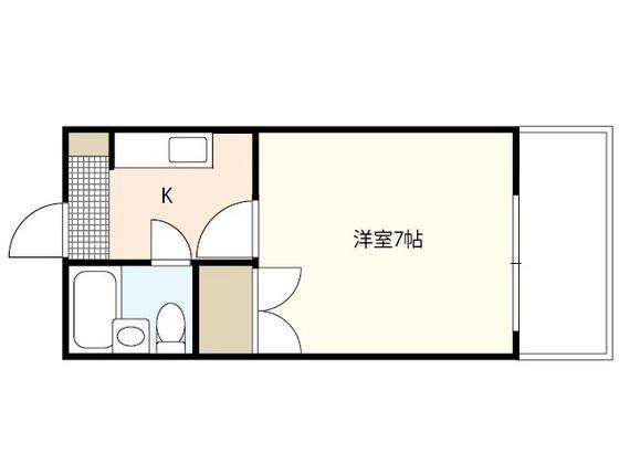 M山肩ビル(1K/4階)の間取り写真