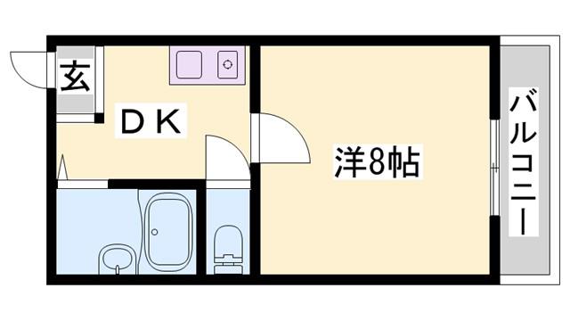 シャインコスモマンション(1DK/4階)の間取り写真