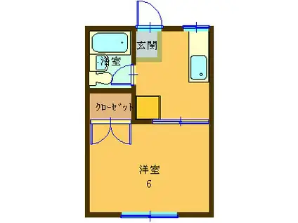パレスエクセレントB(1K/2階)の間取り写真