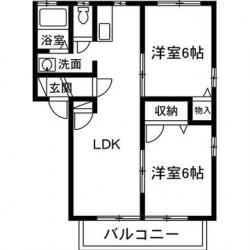 三宮ヒルズB(2LDK/2階)の間取り写真