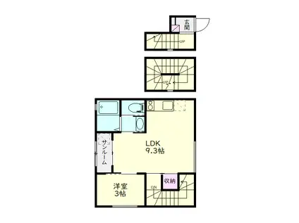 LAPIS春日町(1LDK/3階)の間取り写真
