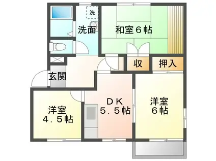 レインボーハイツちとせA(3DK/2階)の間取り写真