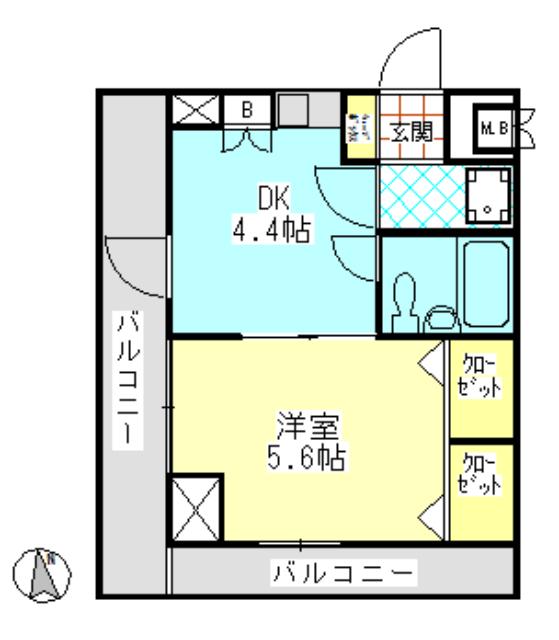 ダイアパレス高田弐番館(1DK/8階)の間取り写真