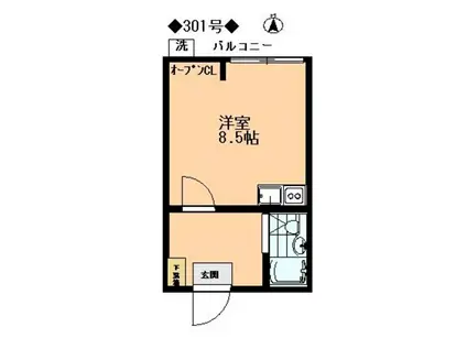 フォトハイツ金山(ワンルーム/3階)の間取り写真