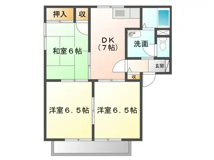 フォーレス白塚A(3DK/2階)の間取り写真