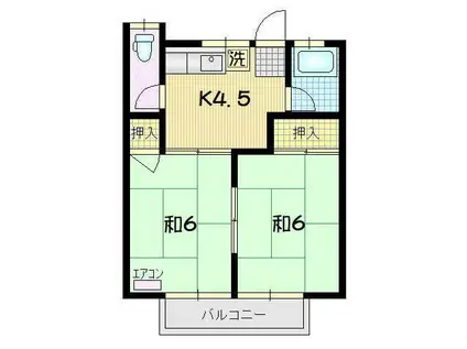 コーポカワムラ(2K/2階)の間取り写真