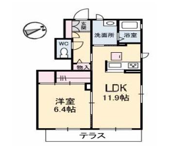 ポートタウン A棟(1LDK/1階)の間取り写真