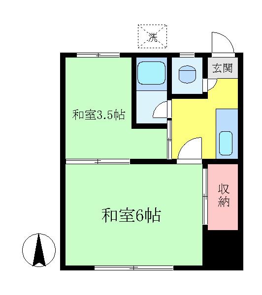 矢上ハイツ(2K/1階)の間取り写真