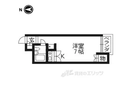 サウスコート(ワンルーム/2階)の間取り写真