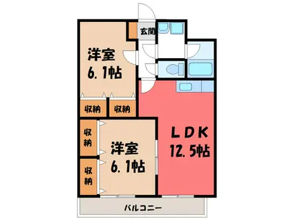 ブレインフォート(2LDK/2階)の間取り写真