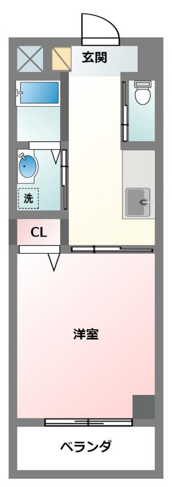 プランドール三原(1K/3階)の間取り写真