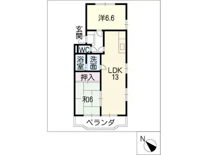 エトワール小山(2LDK/2階)の間取り写真