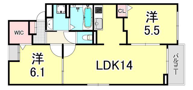 ベルフローラ(2LDK/1階)の間取り写真