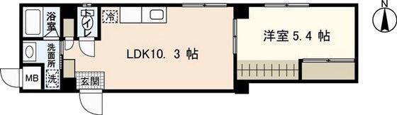ヒルヴィスタ三滝(1LDK/2階)の間取り写真