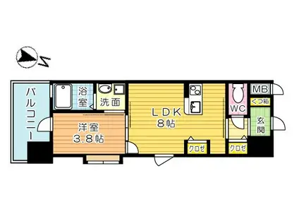 アクシオ北九州(1LDK/10階)の間取り写真