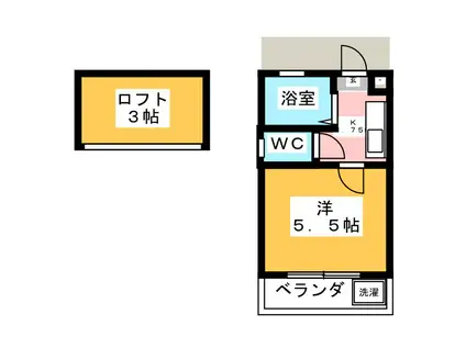 めぞんるみえる(1K/2階)の間取り写真