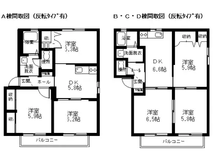 シャーメゾンKITTA D(3DK/1階)の間取り写真