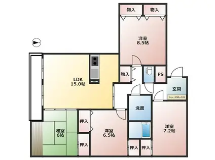モンセーヌ堀川(4LDK/4階)の間取り写真
