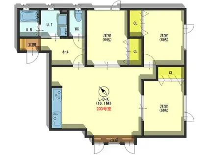 プラムマート末永2(3LDK/1階)の間取り写真