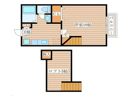 エスポワールシャトー 愛子I(1K/2階)の間取り写真