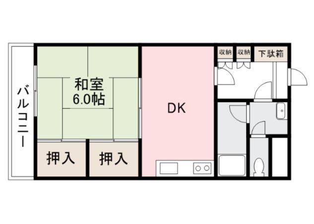 ダイアパレス栗林(1DK/4階)の間取り写真