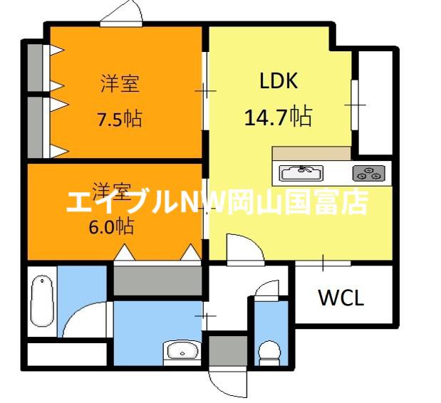 ベンハウス西川緑道公園(2LDK/6階)の間取り写真