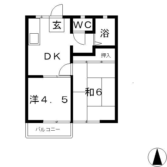 コーポ小河原(2DK/2階)の間取り写真