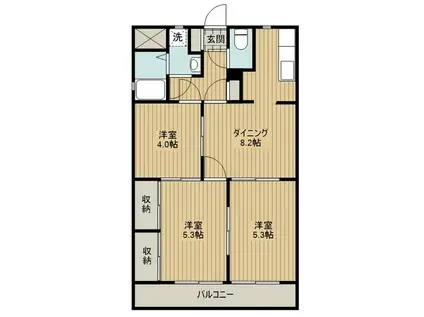 エルシャトルB(3LDK/1階)の間取り写真
