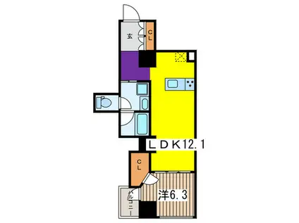 RODIA日本橋茅場町(1LDK/9階)の間取り写真