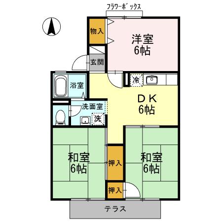 ビラ国分寺A棟(3DK/1階)の間取り写真