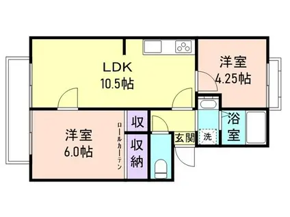 コープUⅡ(2LDK/1階)の間取り写真