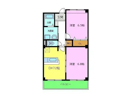 アロース(2DK/2階)の間取り写真