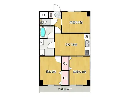 クローネ浦安(3DK/3階)の間取り写真