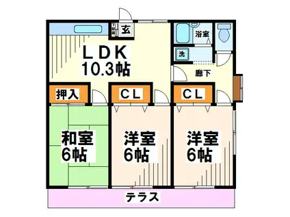 松村ハイツ(3LDK/1階)の間取り写真