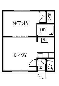 コーポサイエン(1DK/2階)の間取り写真