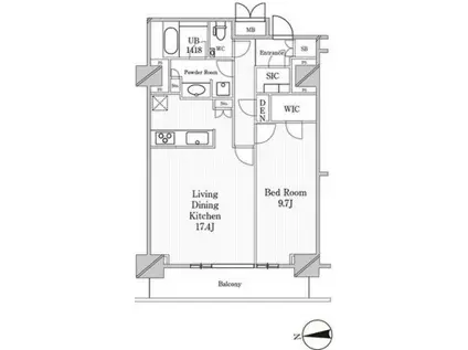 JPノイエ恵比寿西(1LDK/5階)の間取り写真