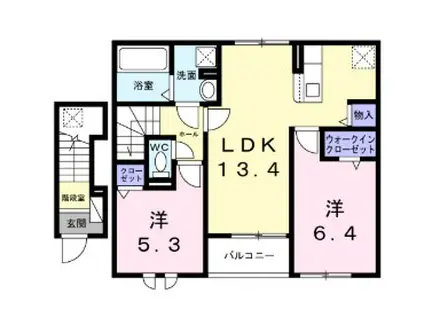 シャリティ・ベルI(2LDK/2階)の間取り写真