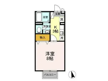 フローラルセキ(1K/1階)の間取り写真